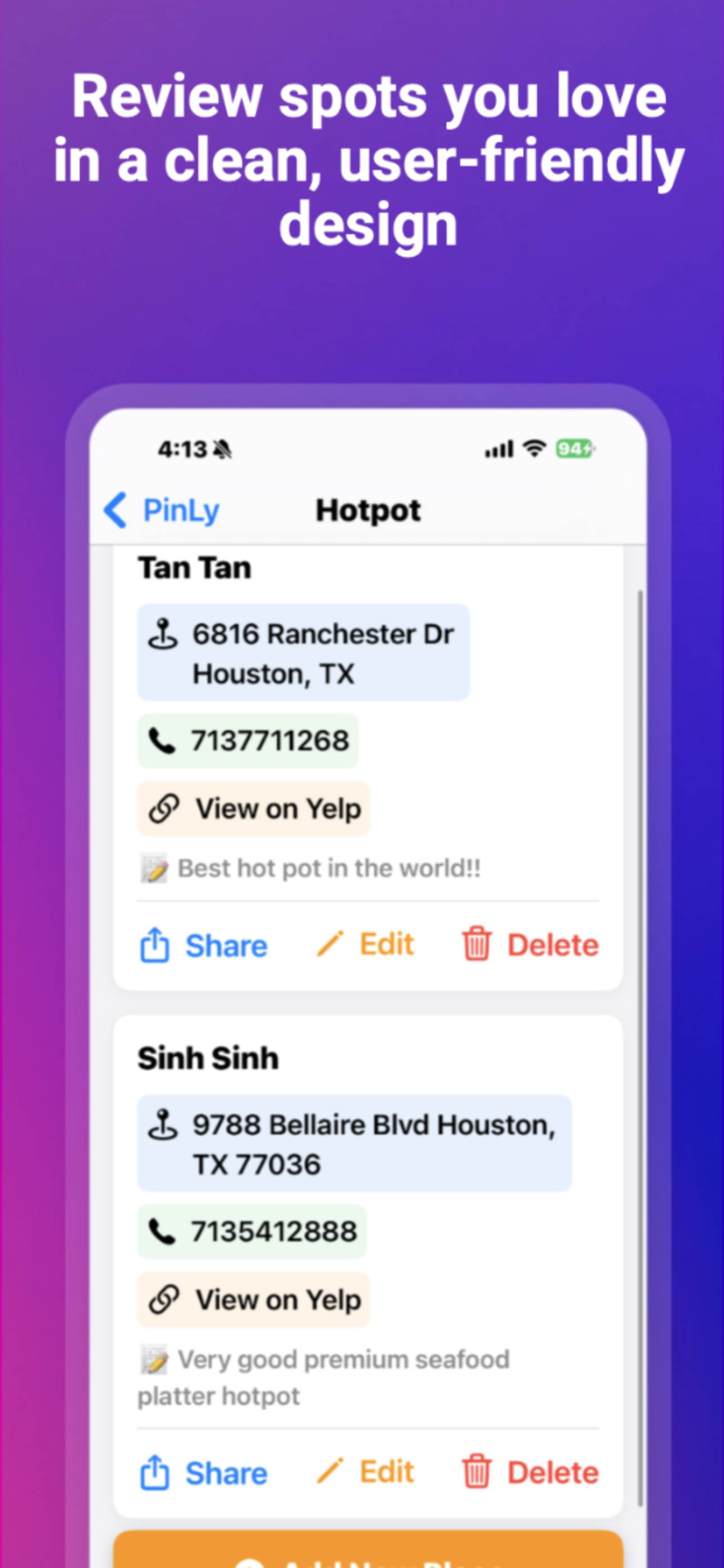 Menu view
